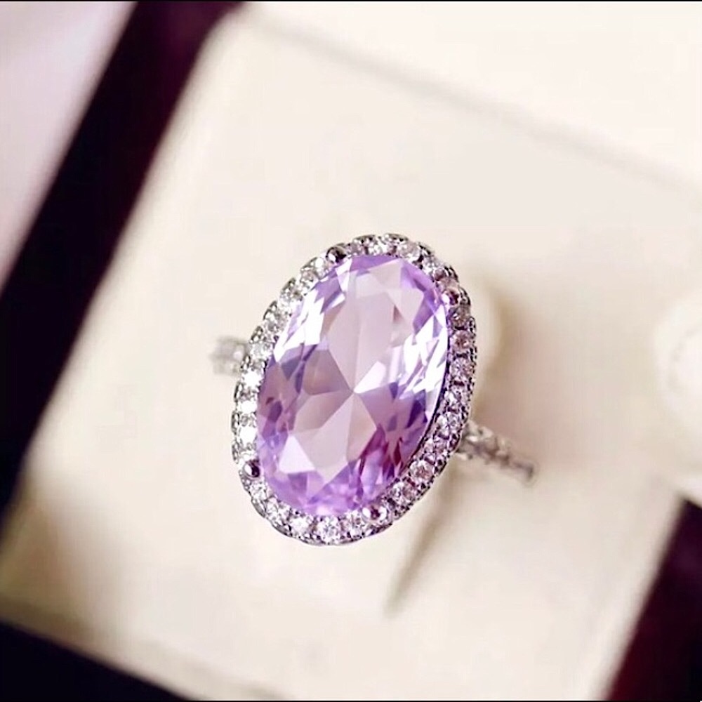 Amethyst Diamond Engagement/Promise Statement Ring